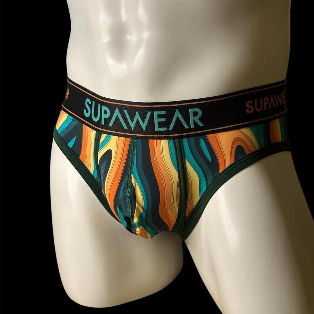 Orange and Green Briefs with Dynamic Pattern